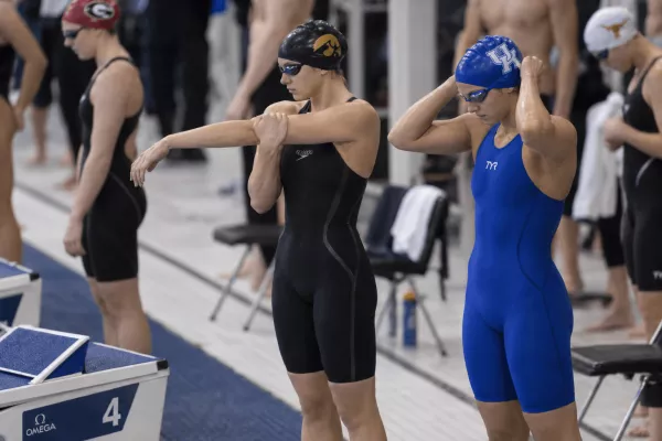 Group of swimmer getting ready